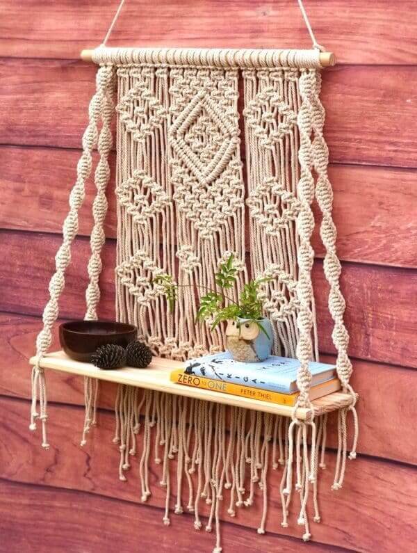 Handmade Macrame Mini Shelves Donadoni DDM4 – Kệ treo tường handmade Macrame DDM4